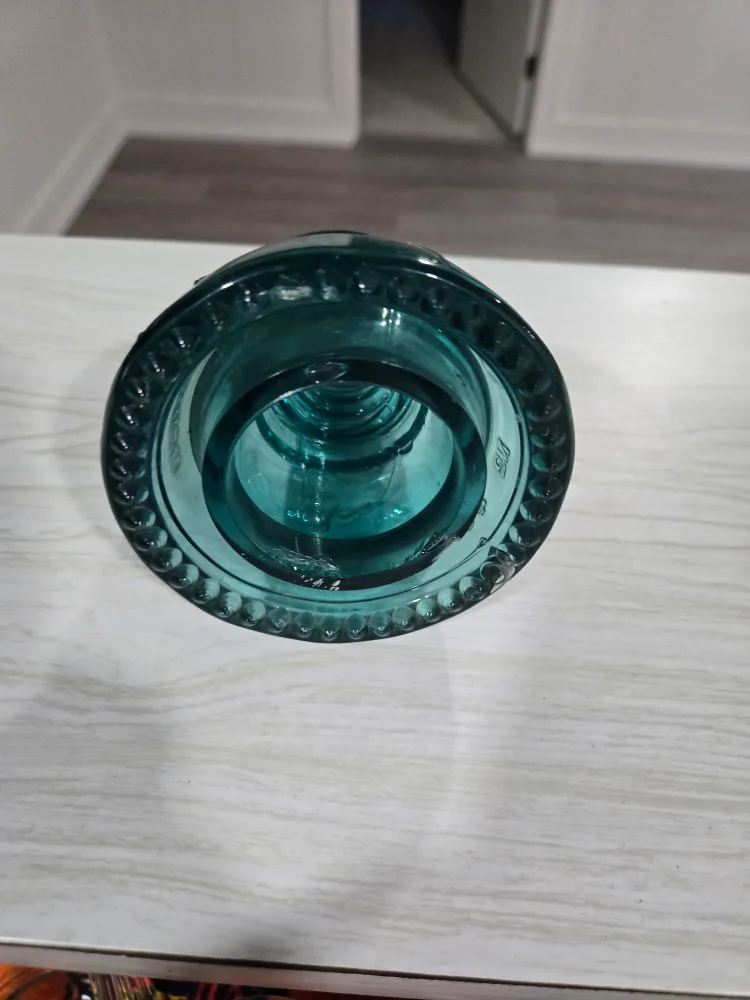 Vintage Teal Glass Insulator image indicator(2)