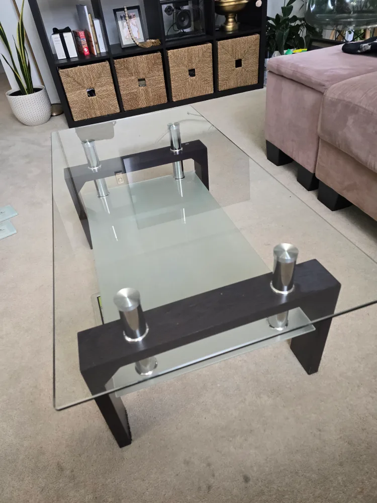 Modern Glass Coffee Table with Shelf image indicator(7)