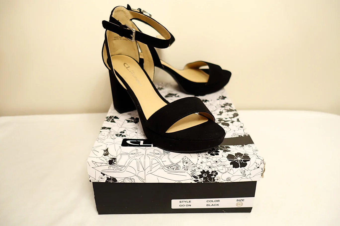 NEW CL by Laundry Go On Black Suede Platform Heels - Size 8 thumbnail