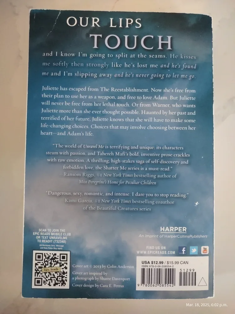 Unravel Me by Tahereh Mafi - Young Adult Novel image indicator(2)