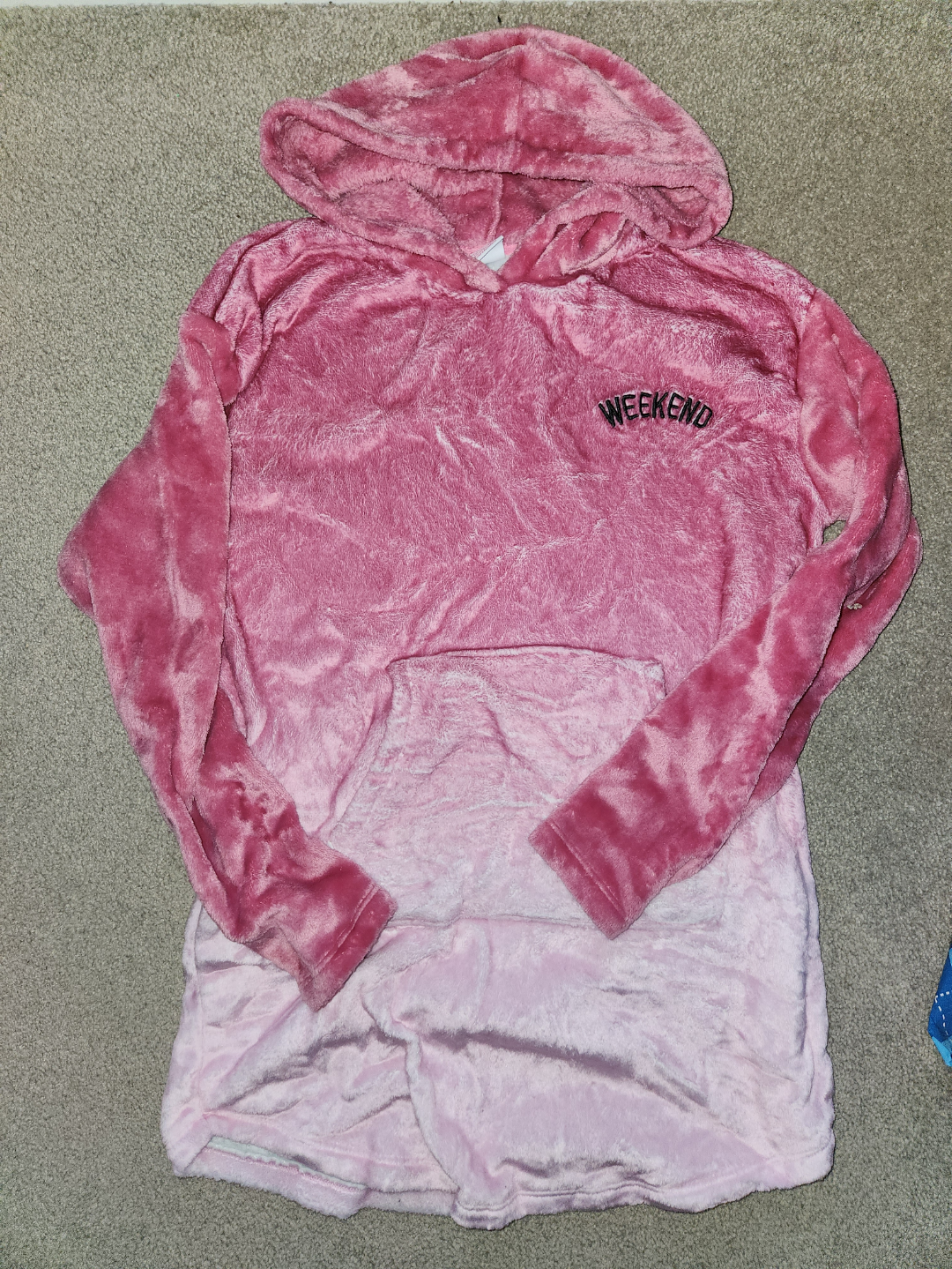 Long Fuzzy Pink Sweater with Hood
