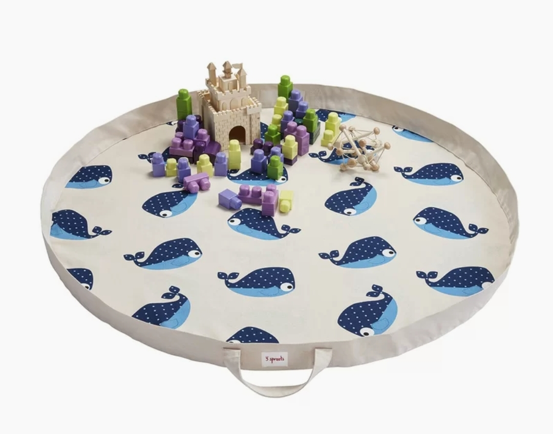 3 Sprouts - 2 in 1 - Play Mat and Toy Storage Bag - Whale