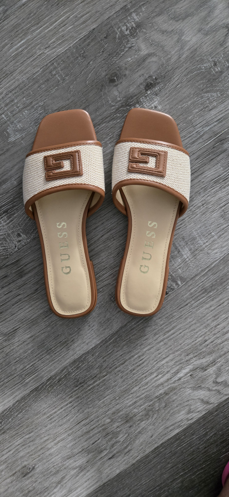 Women's Brown and Beige Slides