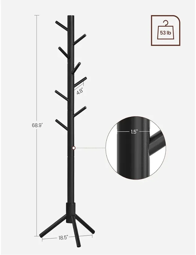 Coat Rack - 8 Hook Freestanding Clothes Tree image indicator(6)
