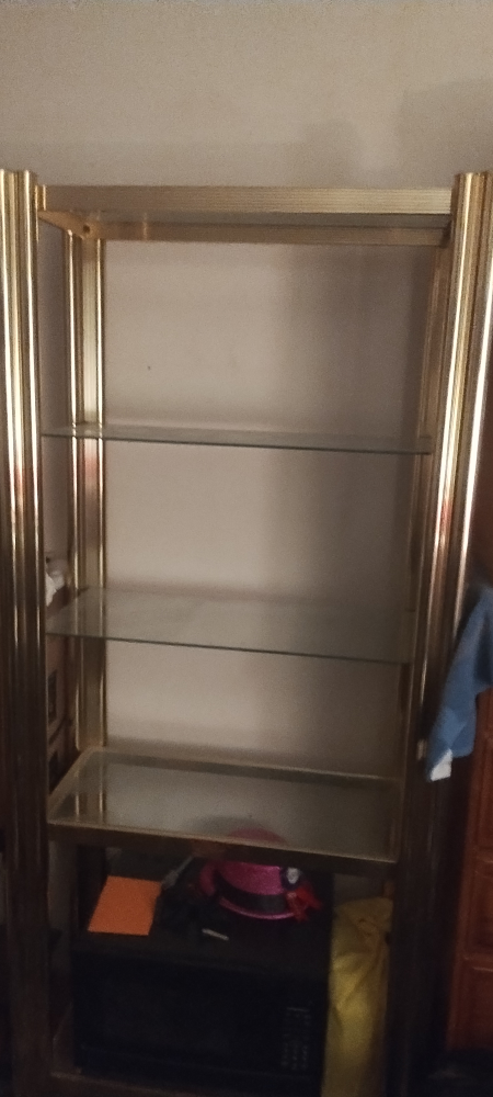 Gold Metal and Glass Shelving Unit - photo 2