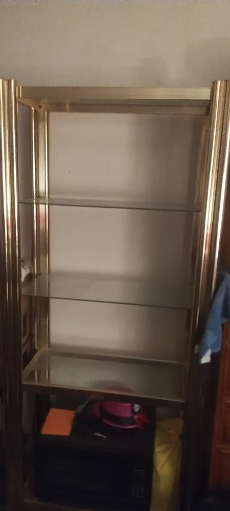 Gold Metal and Glass Shelving Unit image indicator(2)