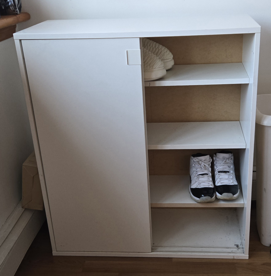 White Sliding Door Shoe Cabinet - photo 4
