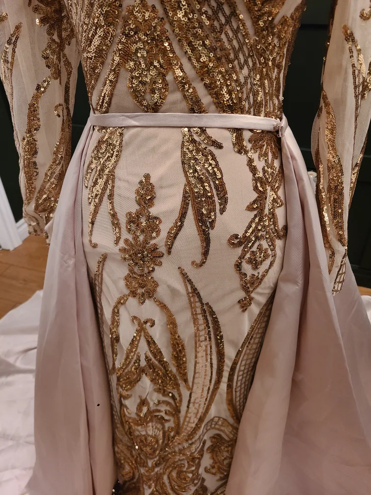 Stunning Gold Sequin & Satin Formal Gown - Size 6 image indicator(5)