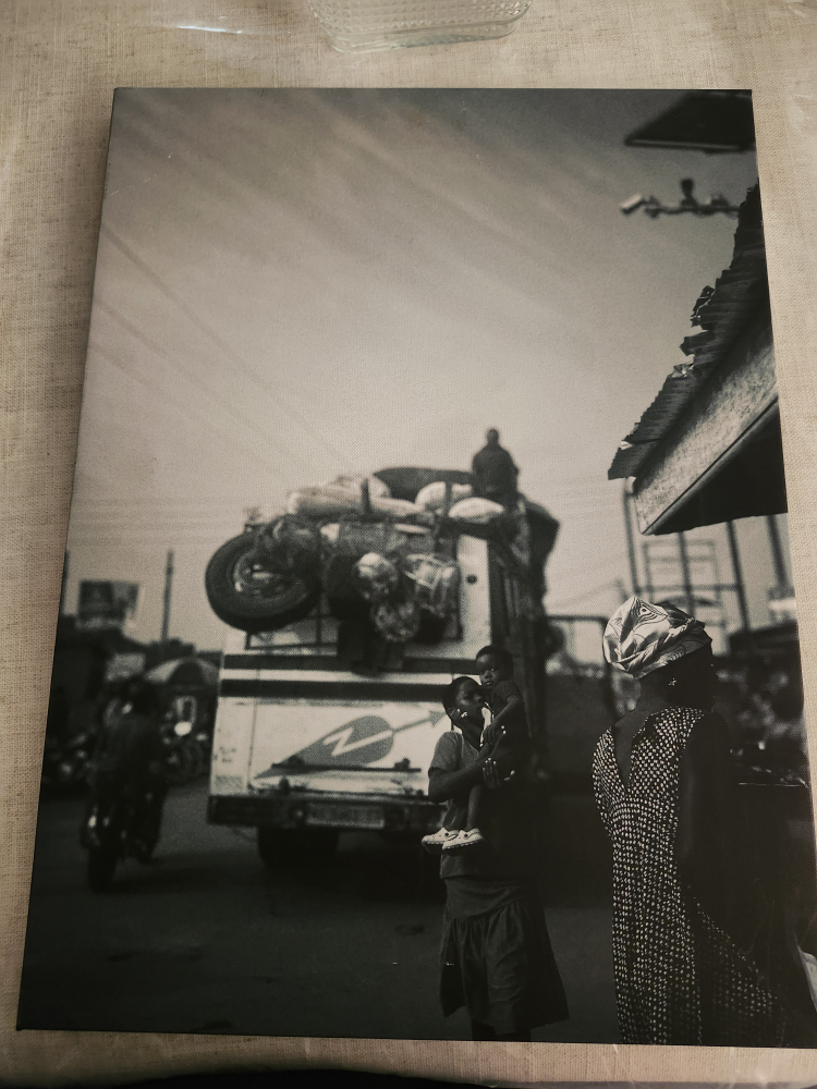 Black and White Canvas Print - African Street Scene