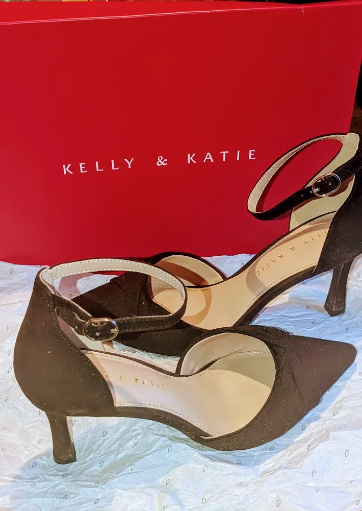 Kelly & Katie Black Ankle Strap Heels thumbnail