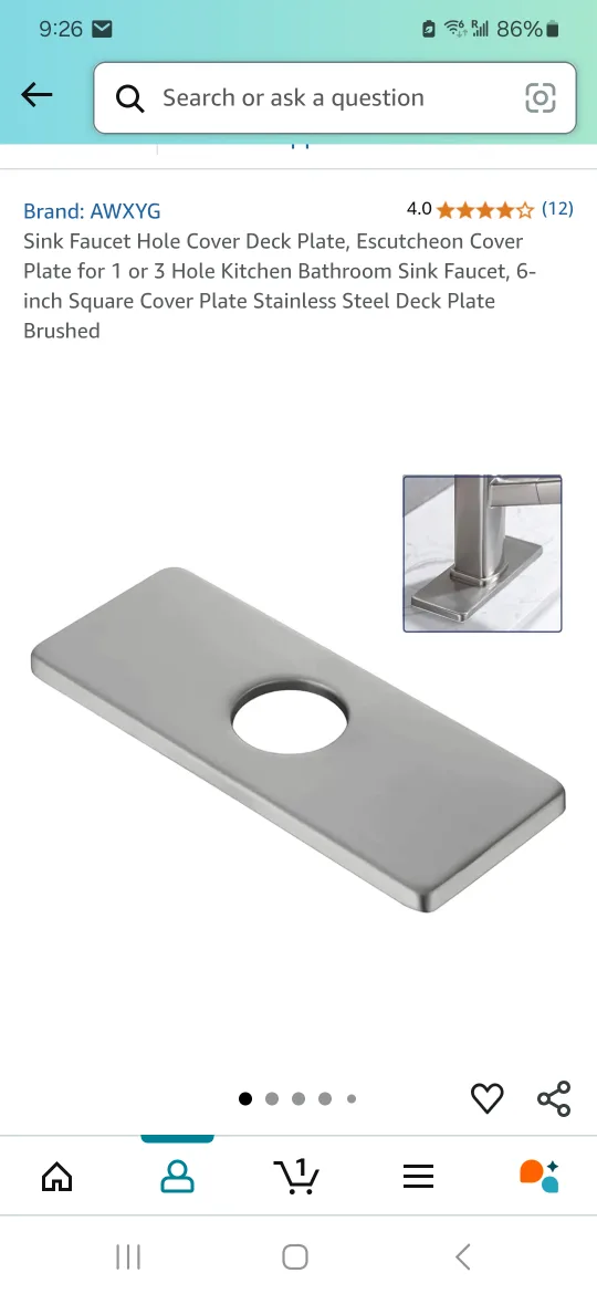 NEW ~ Brushed Nickel Stainless Steel Sink Faucet Cover Plate image indicator(3)