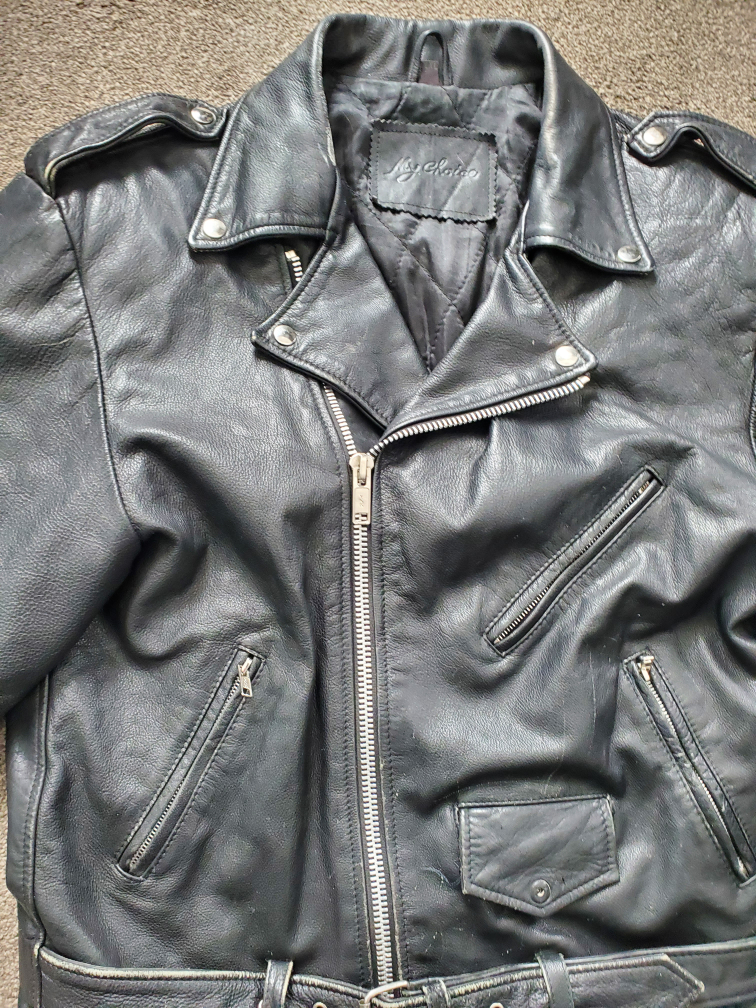 Men's Black Leather Motorcycle Jacket - photo 3