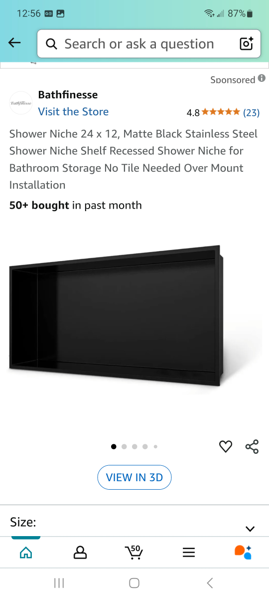 Bathfinnesse Shower Niche - Matte Black Stainless Steel
