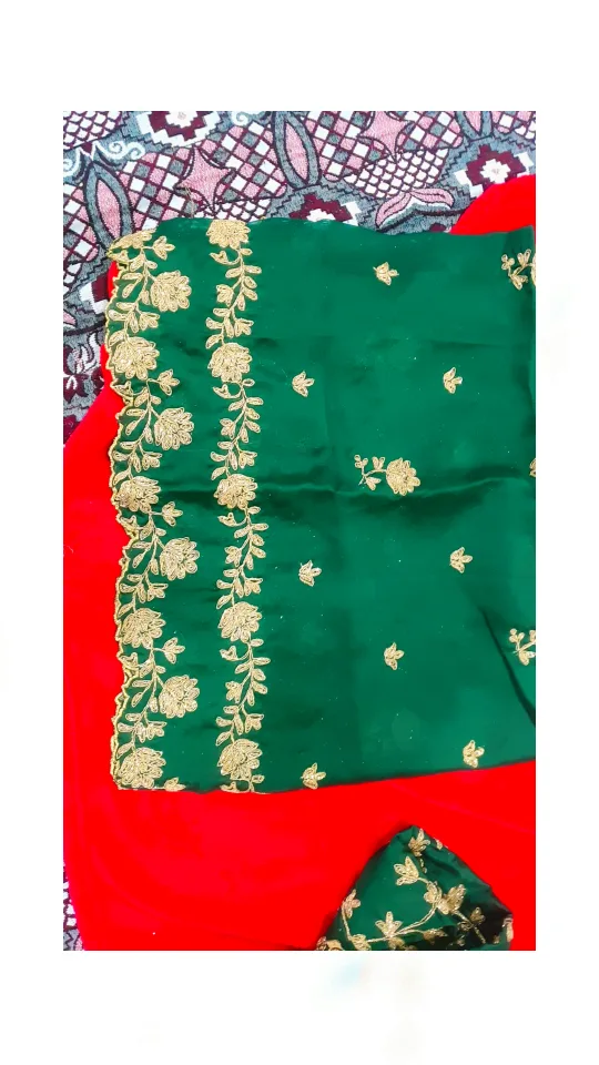Gorgeous Green & Red Pakistani Salwar Kameez Suit image indicator(2)