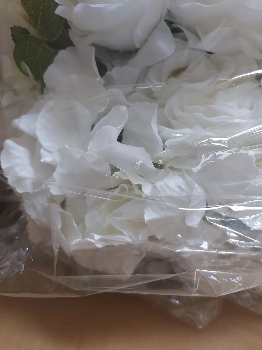 Artificial White Rose Flower Wall Decor ( 10 pack in box) image indicator(3)