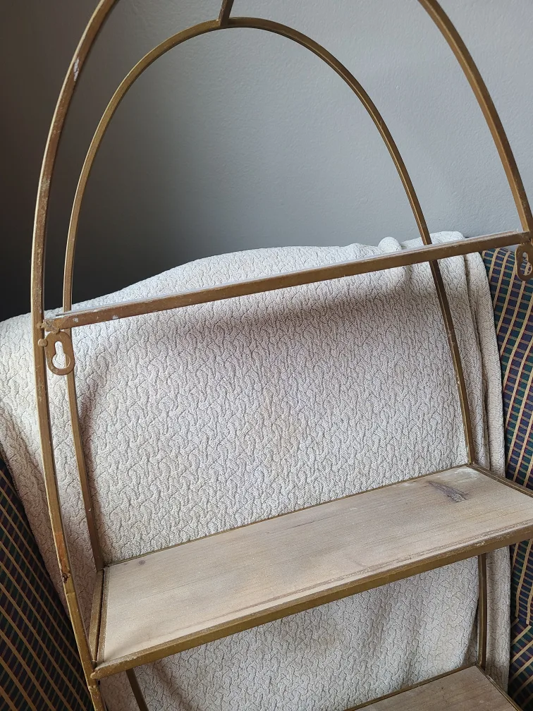 Gold Metal and Wood Wall Shelf image indicator(2)