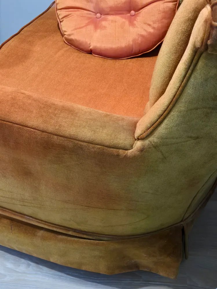 Vintage Orange Velvet Armchair image indicator(3)