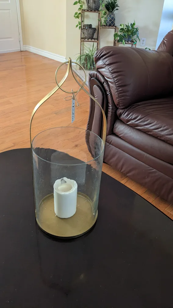 Gold Metal and Glass Candle Lantern: #Freecycle image indicator(2)