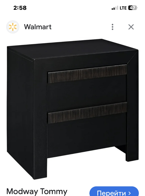 1pcs Black Two-Drawer Nightstands - photo 3