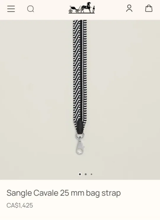 Hermès Sangle Cavale 25 mm Bag Strap - Black and White image indicator(6)