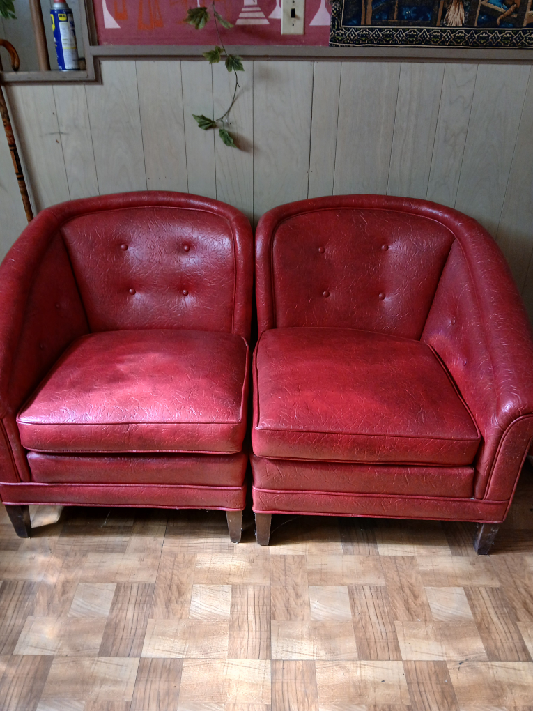 Vintage Red Barrel Chairs