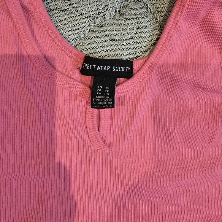 Pink Ribbed Crop Tank Top - Streetwear Society - Size XL image indicator(2)