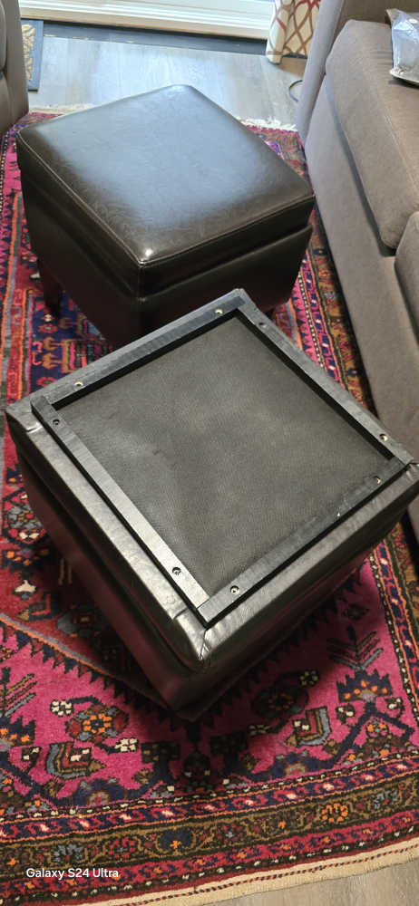 Pair of Dark Brown Leatherette Storage Ottomans - photo 2