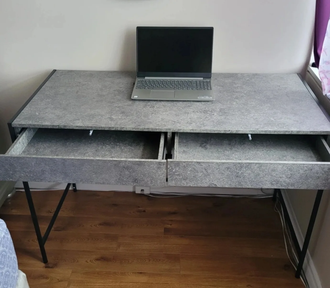 Modern Concrete-Look Writing Desk with Two Drawers image indicator(4)