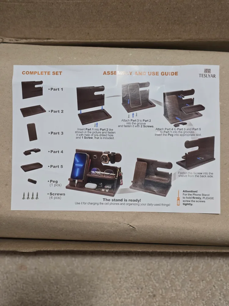 TESLYAR Wooden Phone Stand Organizer image indicator(2)