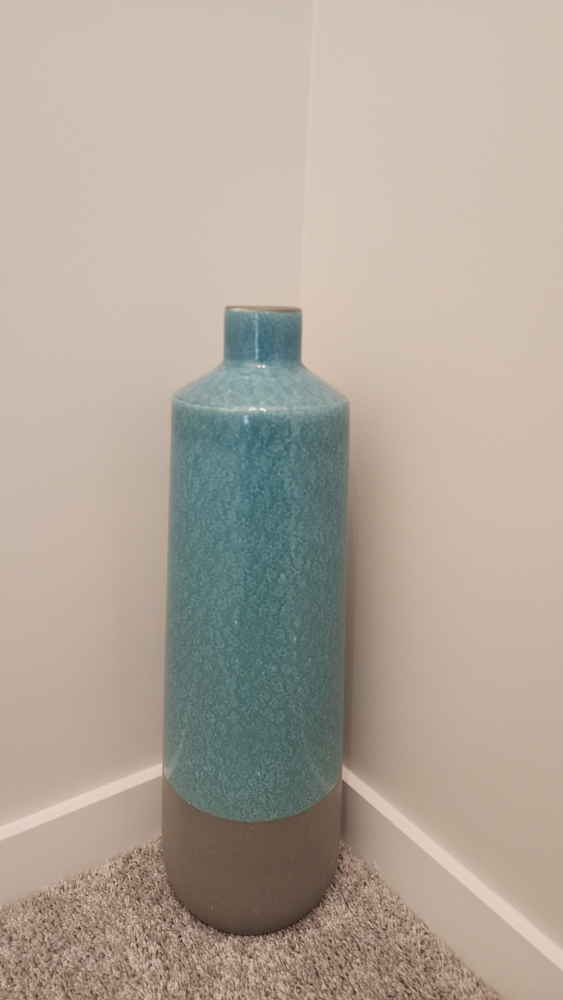 Teal and Grey Ceramic Vase