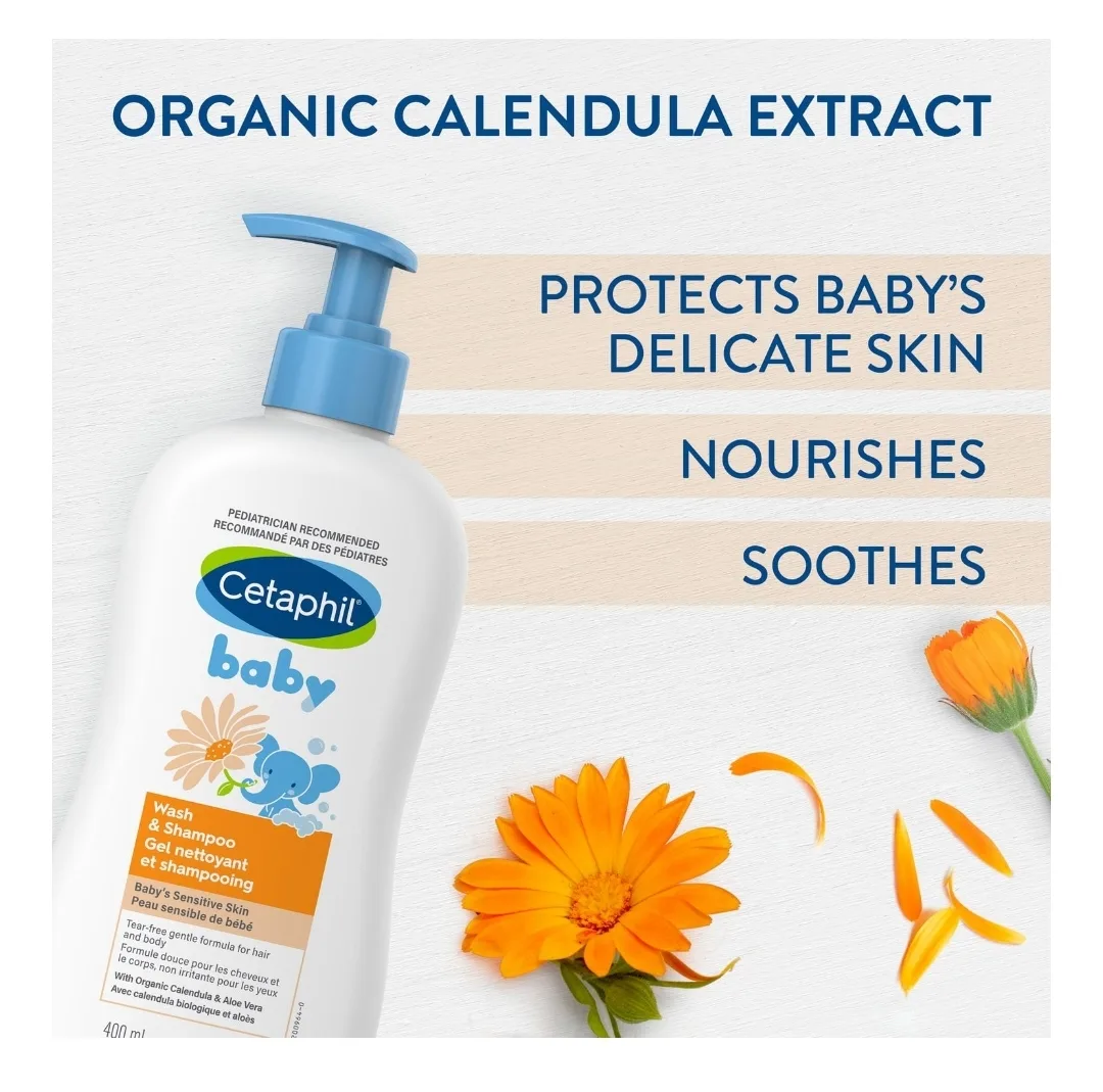 Cetaphil Baby Wash & Shampoo 400ml 💚 image indicator(4)