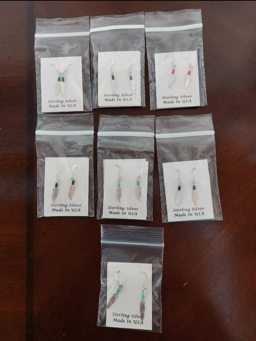 Brand New sterling silver earrings "Bear" "Feather" image indicator(3)