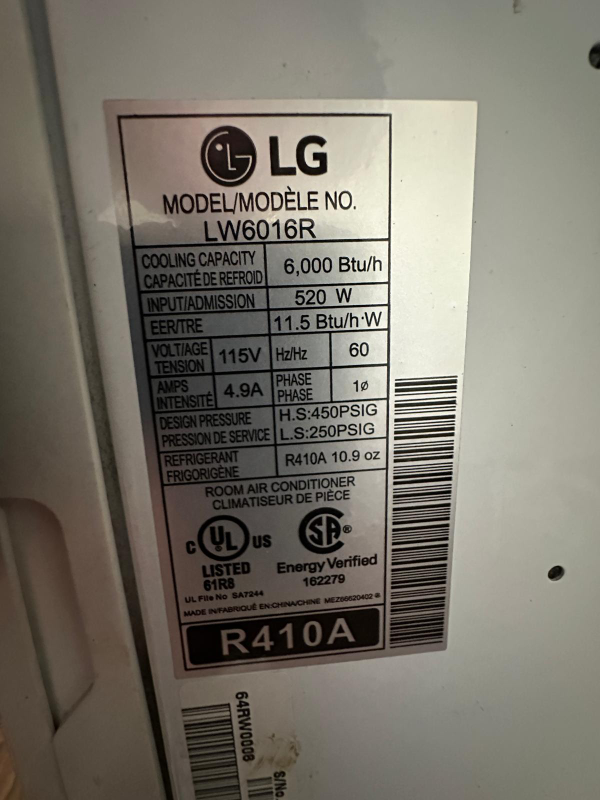 LG LW6016R 6000 BTU Room Air Conditioner - photo 2
