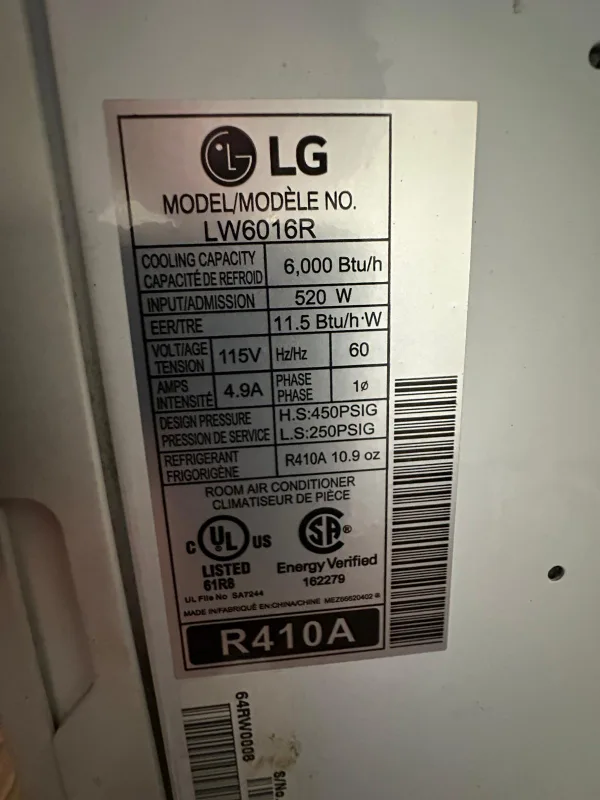 LG LW6016R 6000 BTU Room Air Conditioner image indicator(2)