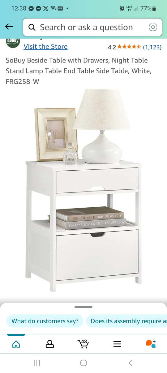 SoBuy White Beside Table with Drawers new