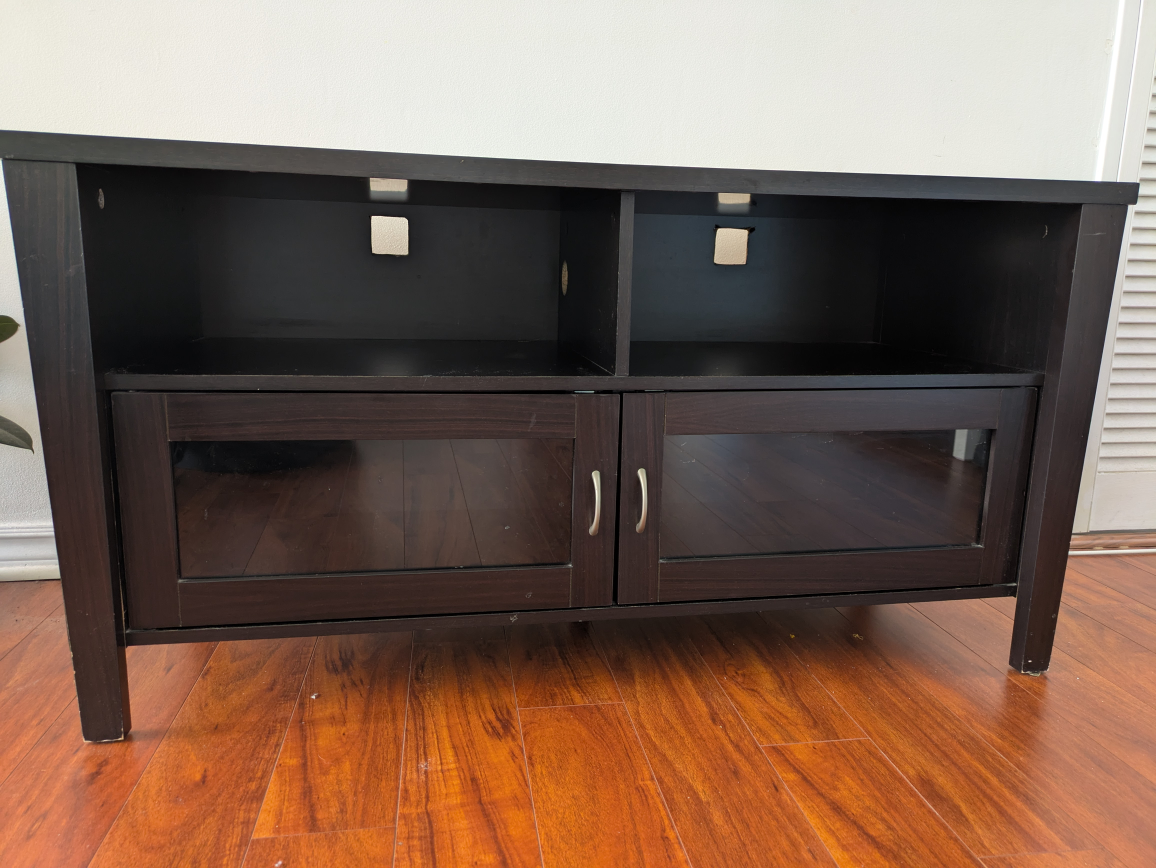 55" TV Dark Brown TV Stand with Cabinets