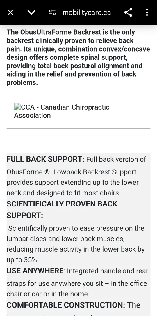 ObusForme UltraForme Backrest image indicator(6)