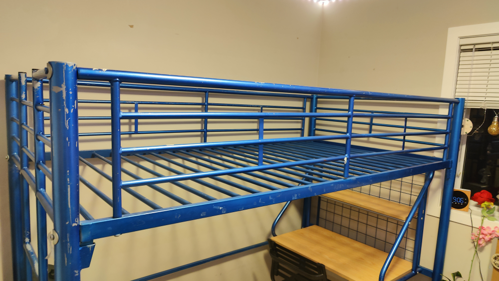 Blue Metal Loft Bed with Built-in Desk - photo 2