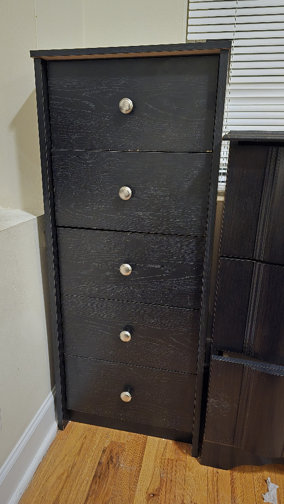 Black 5-Drawer Chest of Drawers - photo 2