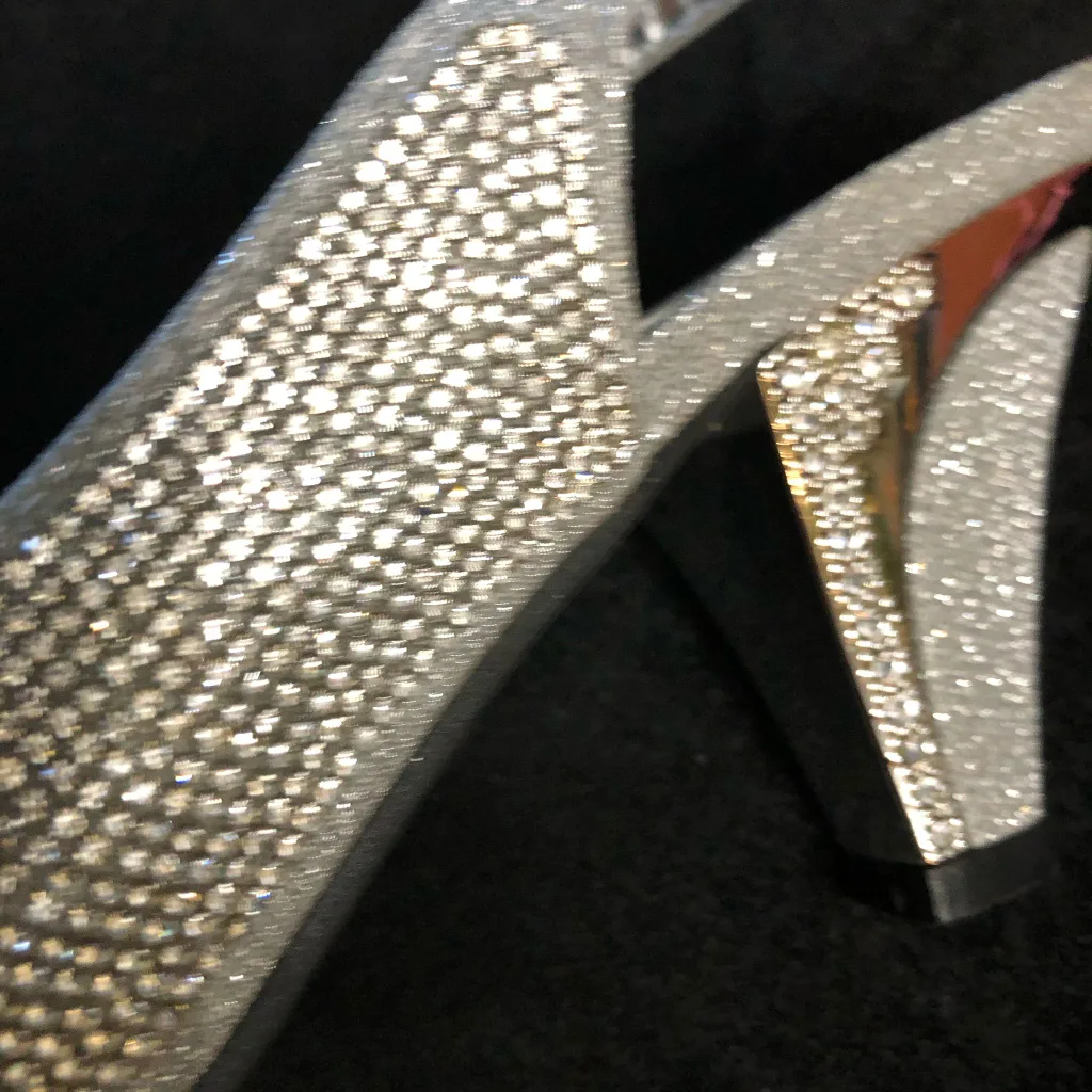 Silver Rhinestone Slingback Heels thumbnail