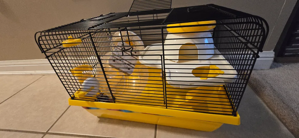 Yellow Hamster Cage with Accessories including hamster ball image indicator(3)
