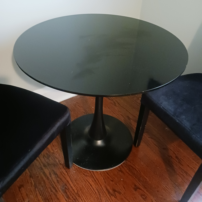 Black Velvet Dining Set with Black Table - photo 2