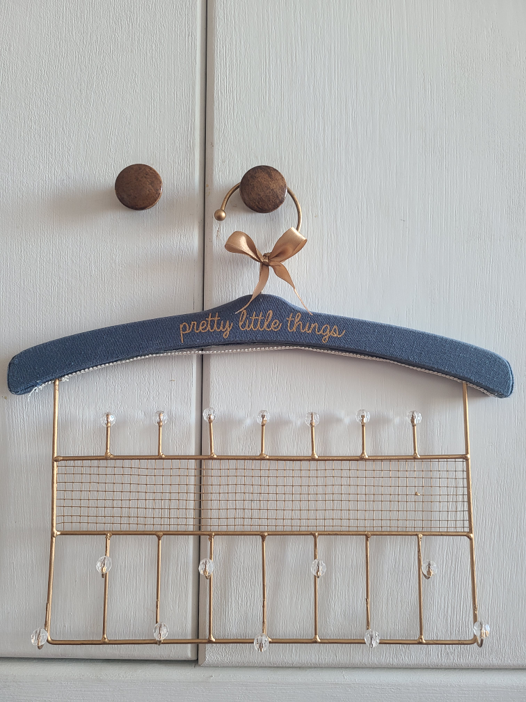 Gold & Blue vintage Jeweley Hanger Organizer & free new earrings - photo 2
