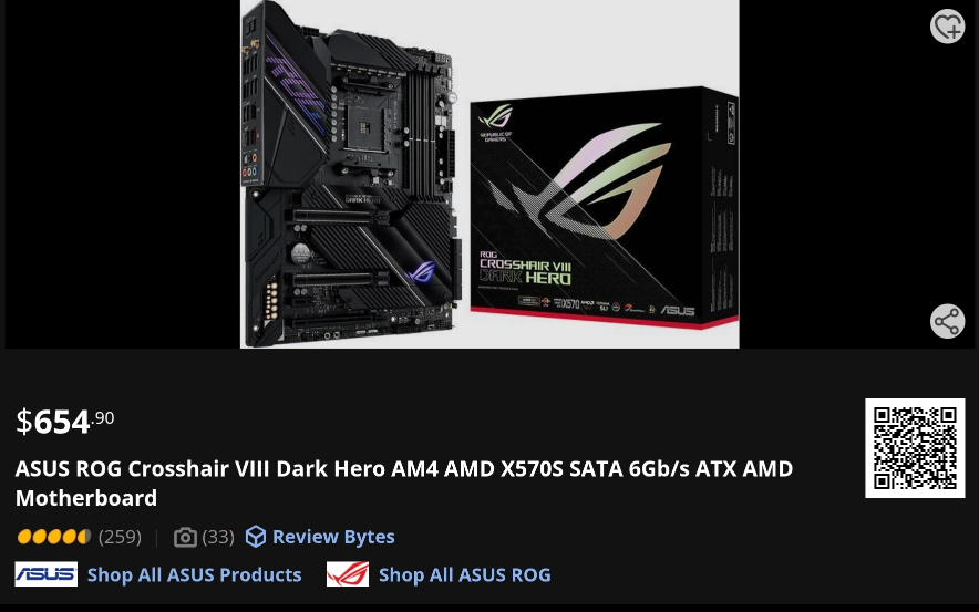 Rog Crosshair VIII Dark Hero x570