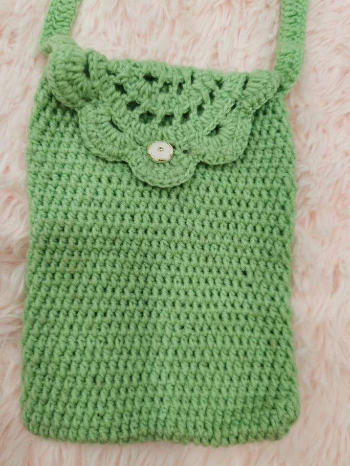 Handmade Crochet Shoulder Bag - Light Green - photo 2