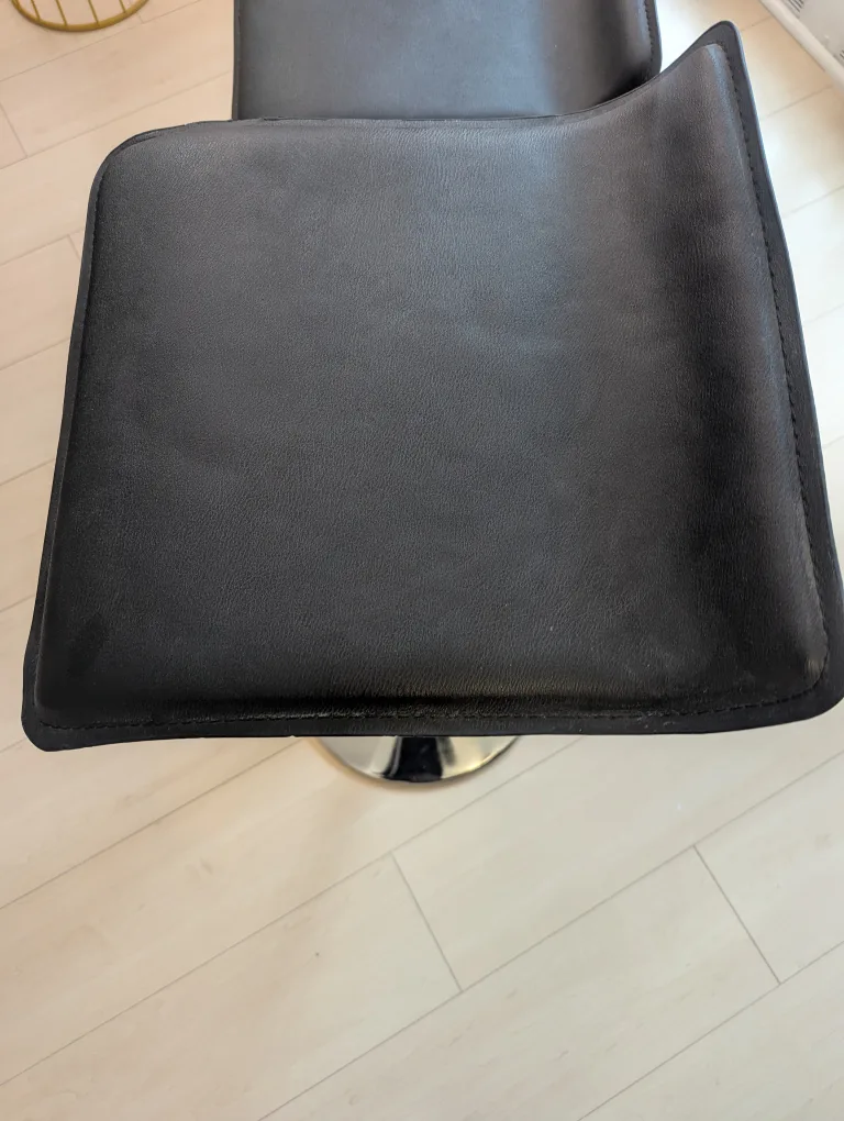 Pair of Black Leather Bar Stools with Chrome Base image indicator(3)