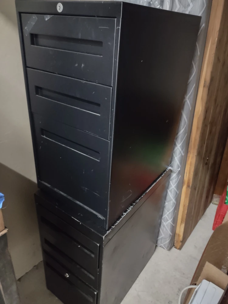 Two Black Metal Filing Cabinets - photo 2