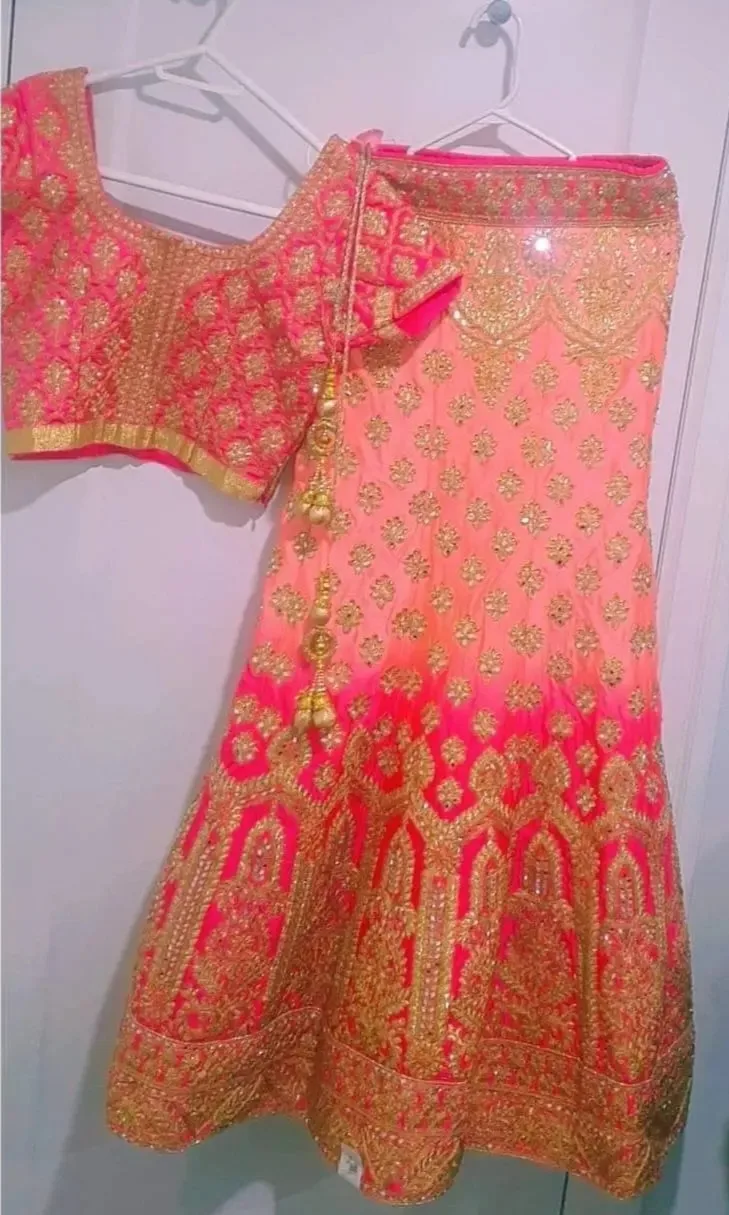Gorgeous Pink and Gold Indian Bridal Lehenga Choli image indicator(3)