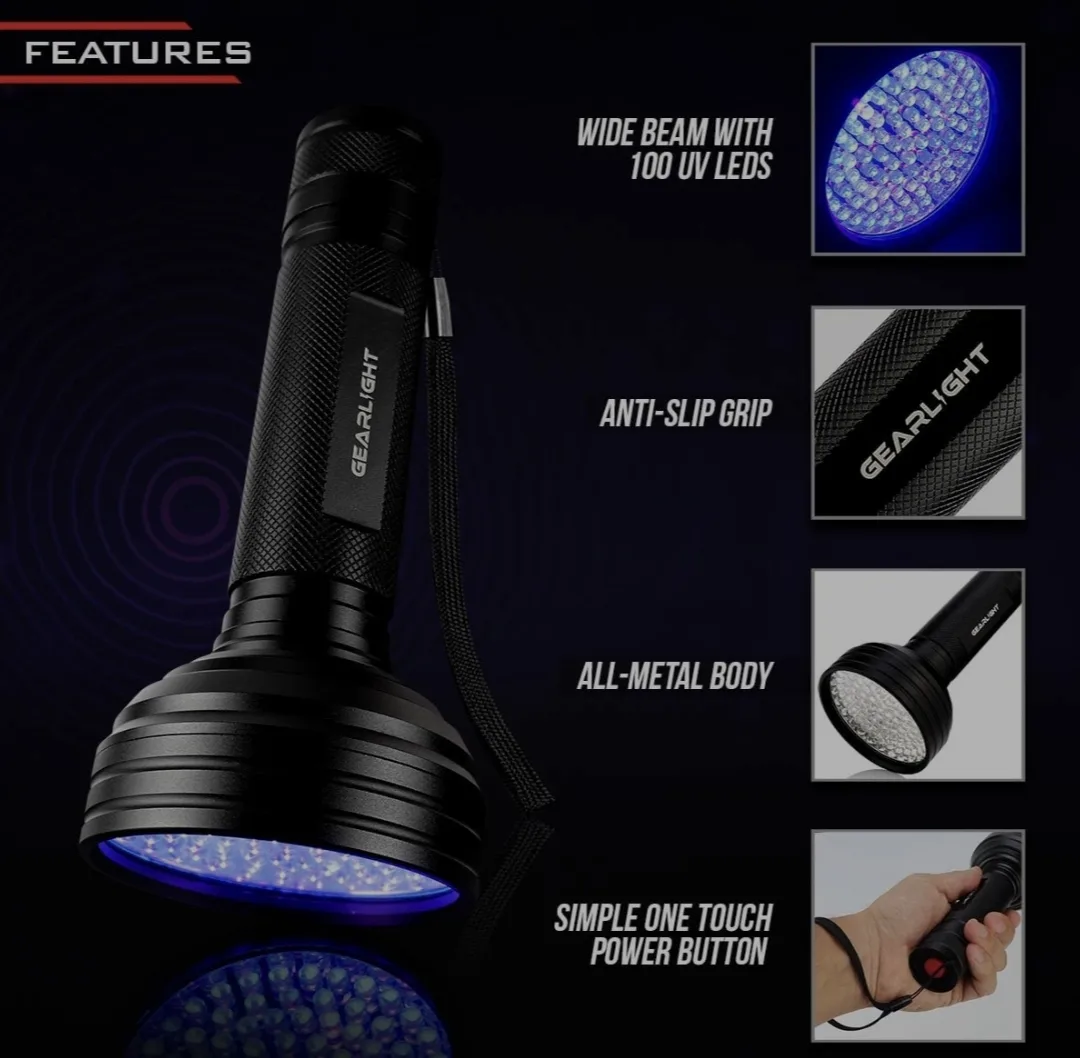 Ultraviolet 100 LED Flashlight image indicator(2)