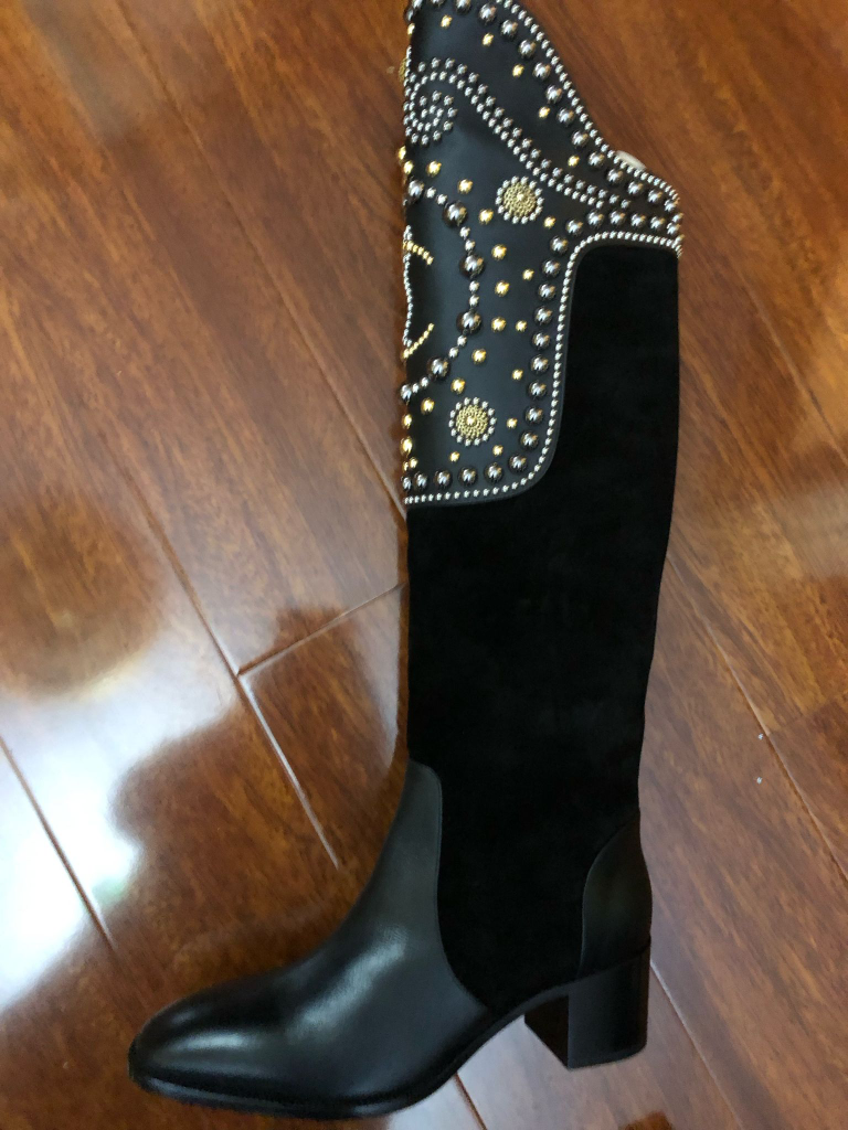 Christian Louboutin Black Studdedj Knee-High Boots - - photo 3
